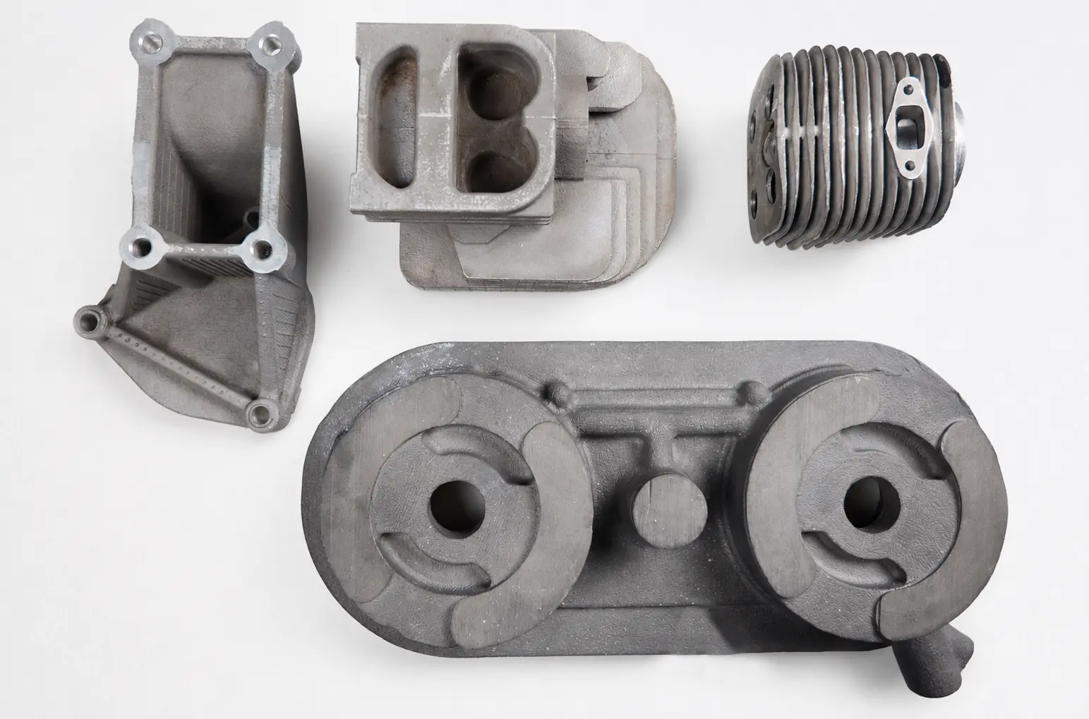 Set of finished complex metal castings