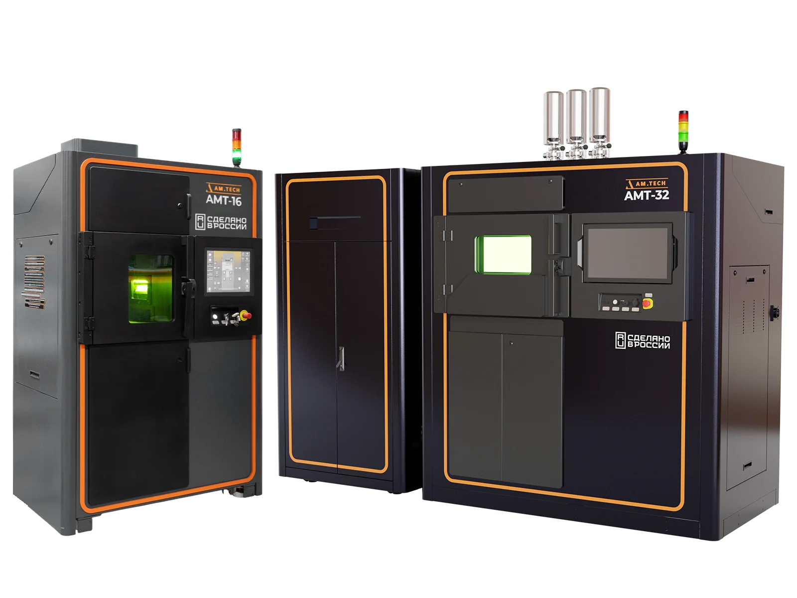 AM.TECH AMT-16 and AMT-32 industrial SLM printers with the Made in Russia mark